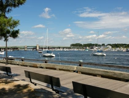 Benches overlooking the Water at Promenade Park in Newburyport MA