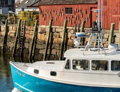 Lobster Boat Docked by Motif Number 1, Located on Bradley Wharf in Rockport MA