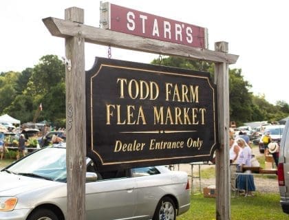 Starr's Todd Farm Flea Market Dealer Entrance Only Outdoor Sign at Todd Farm in Rowley MA