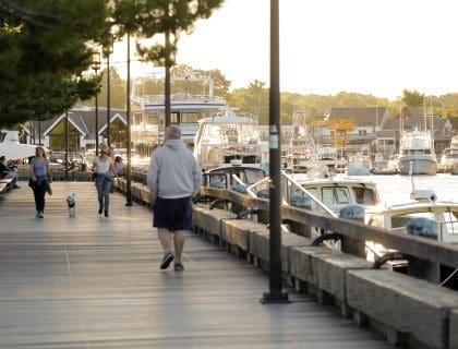 People Walking on the Waterfront of Promenade Park in Newburyport MA