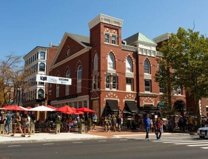 View of the historic First Church now Rockefellas Restaurant in the historic Salem MA Downtown