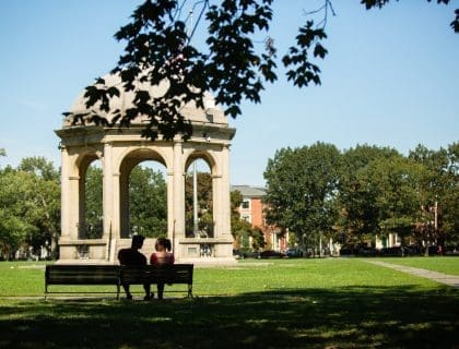 View of the White Gazebo at Salem Common on a Sunny Day