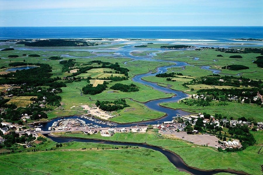 Drone image of Essex, MA