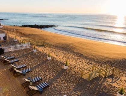 The beach at sunset