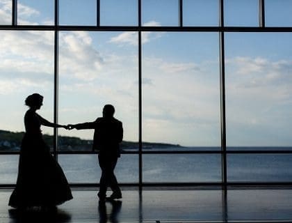 Katherine and Brandon's wedding at Shalin Liu Performance Center. Photograph by Deborah Zoe Photography