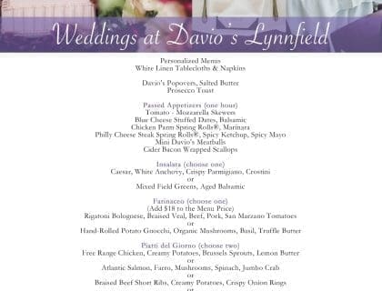 Wedding Menu for Davio's