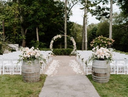 Outdoor ceremony with flowers