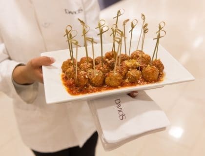 A plate of passed appetizers at Davio's